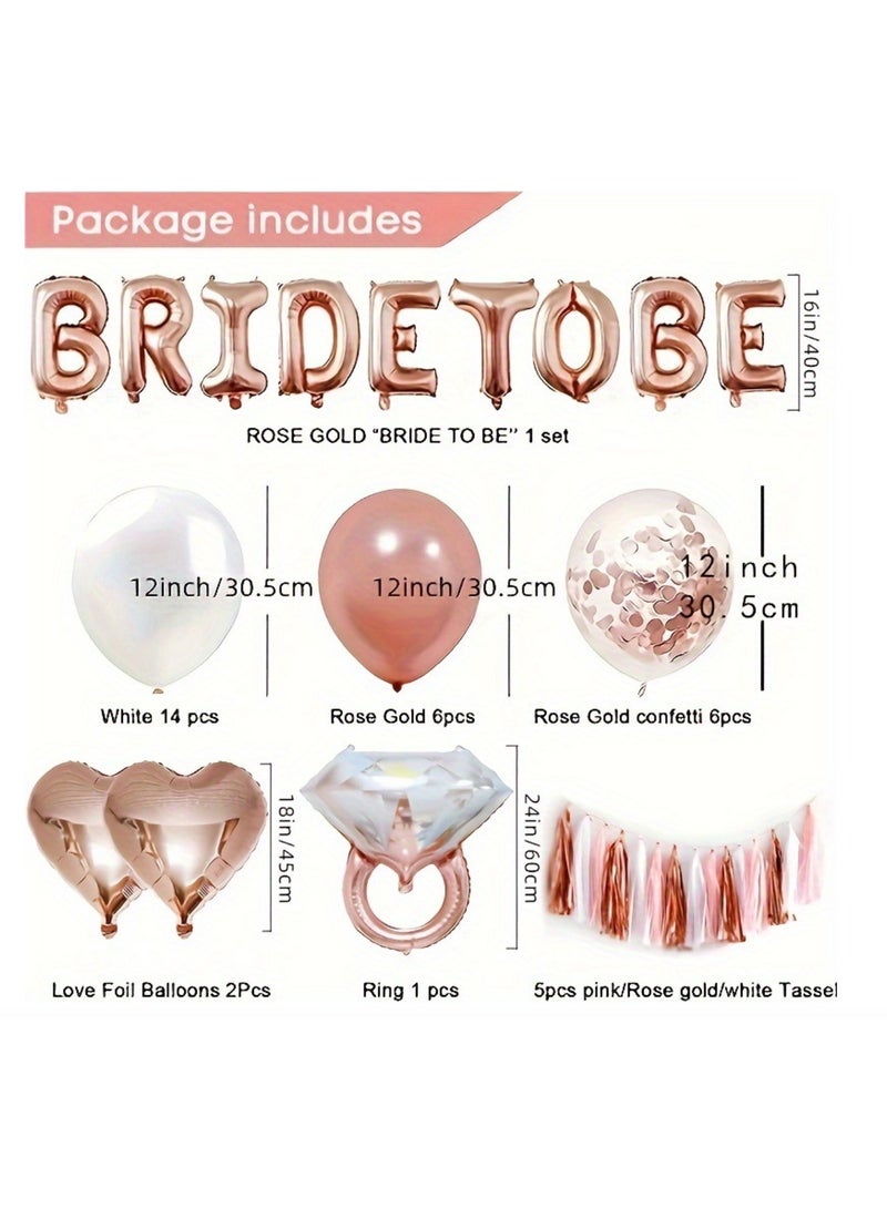 35pc Bachelorette Party Decorations Kit for Bride to Be, Bridal Shower Decorations, Engagement Party – Balloons, Sash,  (Rose Gold) - Image 3