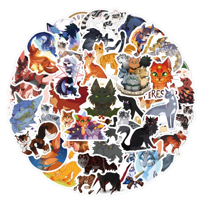 MINRAIN 60pcs Warriors Cat Stickers for Kids,Vinyl Waterproof Decal for Water Bottle Laptop Toy Sticker for DIY Decorate Bumper Phone Hard Hat Kids Teens Gifts (Warriors cat) - Image 3