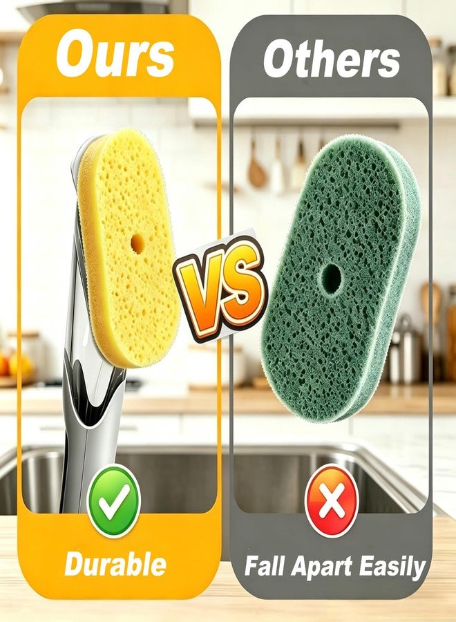 BoAn 6 Pack Dish Wand Sponge Refills Compatible with Scrub Daddy - Non-Scratch, Rich Foam for Easy Grease Removal, Durable Dish Scrubber Heads for Kitchen Cleaning + Magic Sponge - Image 4