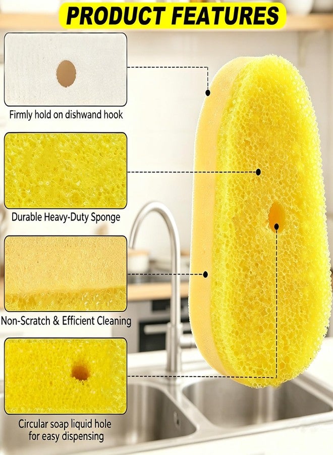 BoAn 6 Pack Dish Wand Sponge Refills Compatible with Scrub Daddy - Non-Scratch, Rich Foam for Easy Grease Removal, Durable Dish Scrubber Heads for Kitchen Cleaning + Magic Sponge - Image 2