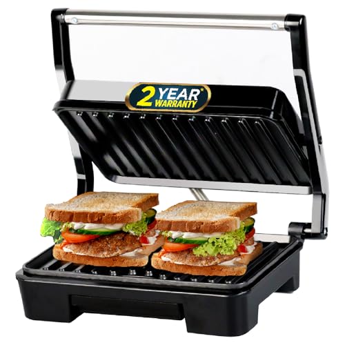 iBELL SM1515 Sandwich Maker with Floating Hinges, 1000Watt, Panini/Grill/Toast (Black) - Image 1