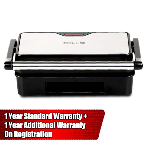 iBELL SM1515 Sandwich Maker with Floating Hinges, 1000Watt, Panini/Grill/Toast (Black) - Image 2