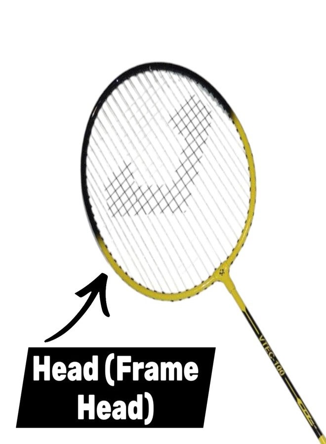 Vinex VTEC 100 Aluminium Badminton Racquet (Pack of 2) | Lightweight & Durable Racket | Ideal for Beginners & Casual Play | Includes 2 Racquet Bags | Yellow & Black - Image 4