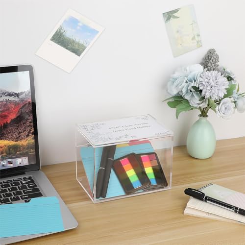 BTSKY Clear Acrylic 4 x 6 inch Index Card Box with Sign Lid - Index Card Holder Notecard Box Recipe Card Box Plastic Storage Organizer for Filling Index Cards, Note Cards, Flashcards, Recipes - Image 3