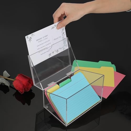 BTSKY Clear Acrylic 4 x 6 inch Index Card Box with Sign Lid - Index Card Holder Notecard Box Recipe Card Box Plastic Storage Organizer for Filling Index Cards, Note Cards, Flashcards, Recipes - Image 4