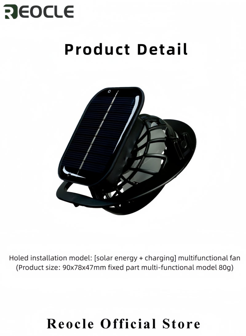 REOCLE Sun Hat with Solar Fan Wide Brim Hat UPF50 Sunscreen Hat Lightweight Fan Hat Strong Wind Cooling Hat Charging Solar Dual-use Fan Cap Outdoor Fishing Hat - Image 3