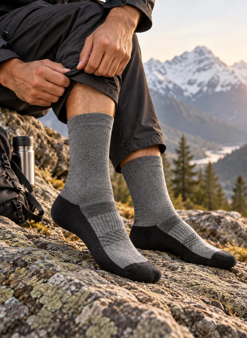 Kosha Grey & Black Men's Merino Wool Technical Socks for Men | Best Price UAE