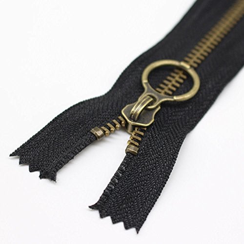 YaHoGa 10PCS 9 Inch (23cm) #5 Antique Brass Plated Metal Zippers Bulk Close End Metal Zippers for Sewing Purse Bags Crafts (#5 Anti-Brass) - Image 2