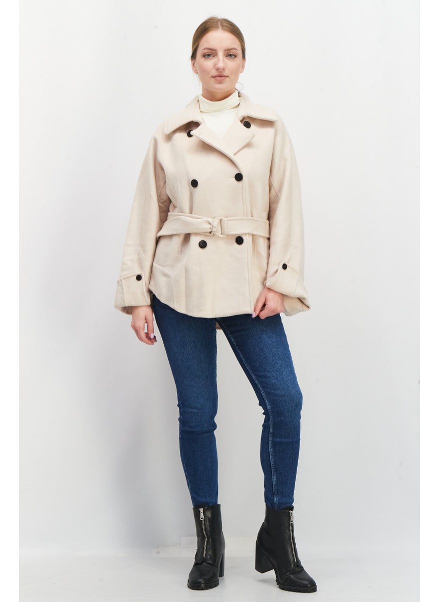 Women Spread Collar Long Sleeve Double Button Trench Coat, Beige - pzsku/Z80702EB010BEFDC69F27Z/45/_/1727882638/47e8a513-28b9-4e02-86e8-855bbd6b6369