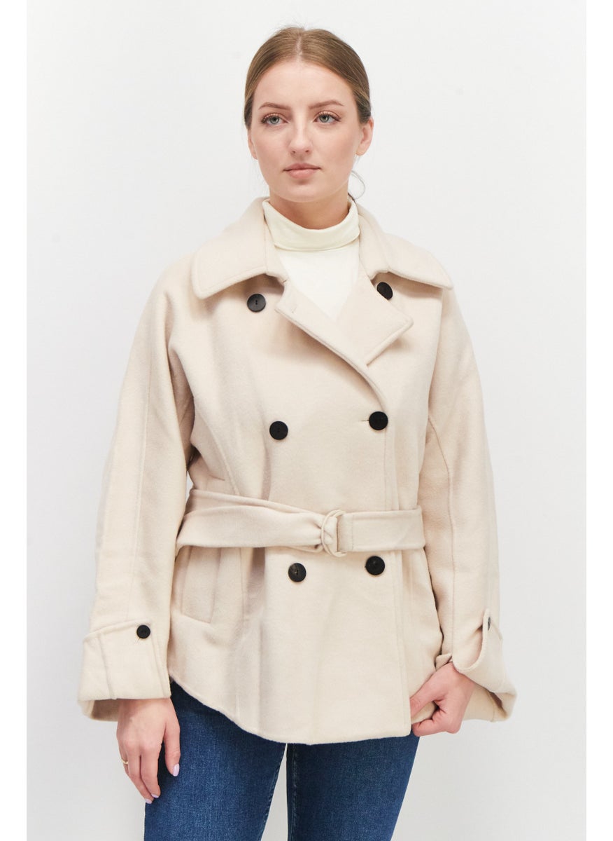 Women Spread Collar Long Sleeve Double Button Trench Coat, Beige - pzsku/Z80702EB010BEFDC69F27Z/45/_/1727882824/93f35ac2-da81-43af-98df-d7bf1cf3288b