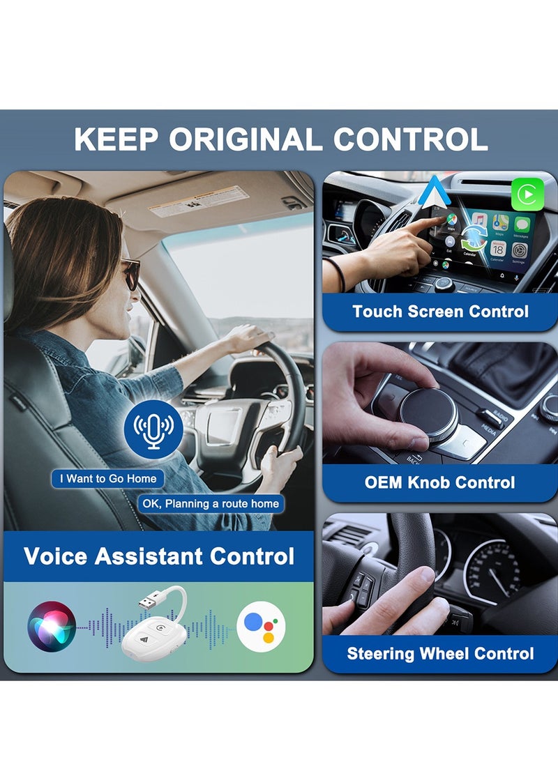 Furtey 2-in-1 Wireless Apple CarPlay & Android Auto Wireless Adapter, Plug & Play 5.8 GHz Wireless Carplay Dongle for Wired Apple Carplay & Android (Supports iOS 10 above) (White)  - Image 3