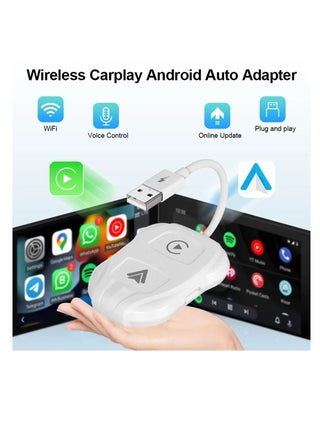2-in-1 Wireless Apple CarPlay & Android Auto Wireless Adapter, Plug & Play 5.8 GHz Wireless Carplay Dongle for Wired Apple Carplay & Android (Supports iOS 10 above) (White) - pzsku/Z8070361EC293B7F9A17AZ/45/_/1739157448/b3d0e8c9-d5fa-4f62-a475-989d41b6e36b