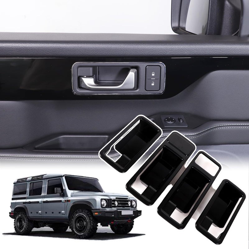 Bekantogy Car Interior Door Handle Frame Compatible with INEOS Grenadier 20202024 Inner Door Handle Protective Trim Covers Front and Rear Door Handle Panels Trim Frame ABS Accessories Piano Black