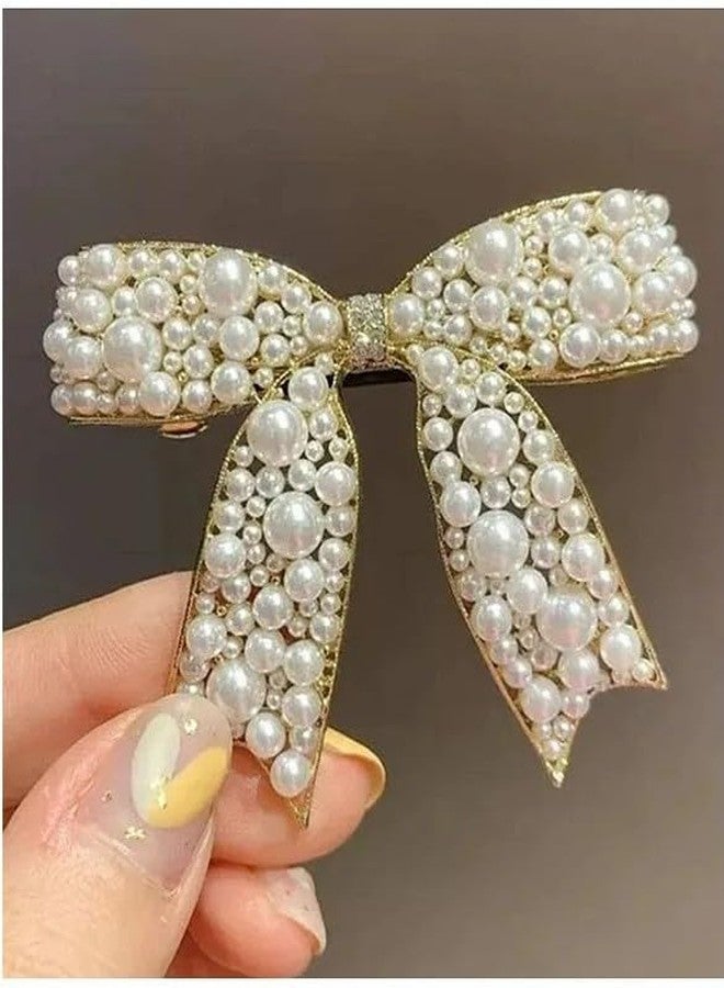 EvoNest Floral and Pearl Embellished Hair Clip For 4yr Girls | Fancy Hair Clutcher Hair Clip Pin Hair Accessories- Golden and White - Image 5