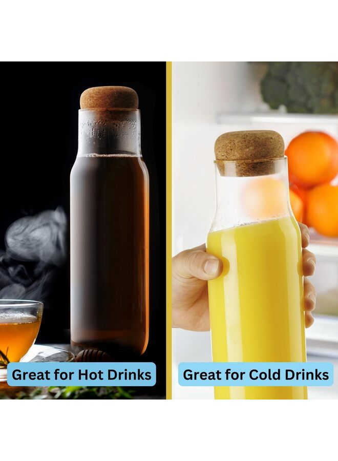 2 PCS Glass Carafe with Stopper - 800ml Fridge Borosilicate Glass Milk Bottle Water Pitcher with Lid - Laundry Powder Storage - Image 3