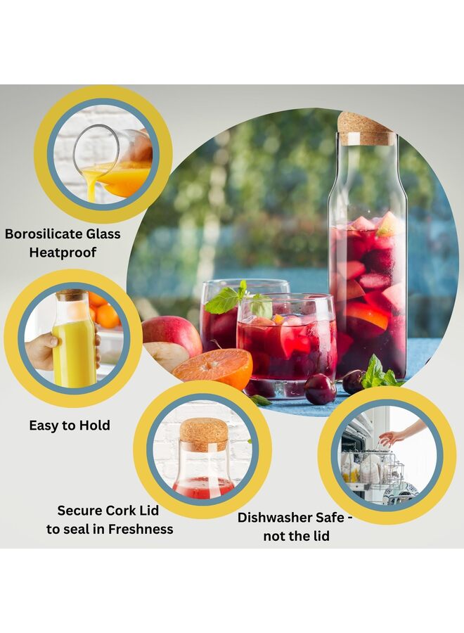 2 PCS Glass Carafe with Stopper - 800ml Fridge Borosilicate Glass Milk Bottle Water Pitcher with Lid - Laundry Powder Storage - Image 2