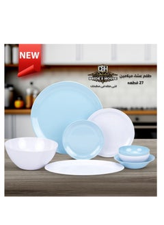 Pure Melamine Set 27 Pieces Off White * Turquoise - pzsku/Z807077F708D33BA1021EZ/45/_/1737603327/ddab9de2-7b53-4c0a-abbf-305e53e4a7c4