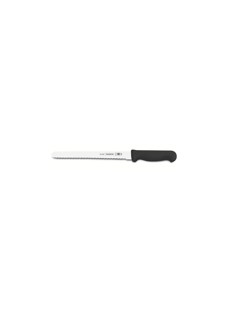 ترامونتينا Tramontina Professional 8 Inches Serrated Slicer Knife for Cold Cuts with Stainless Steel Blade and Black Polypropylene Handle with Antimicrobial Protection