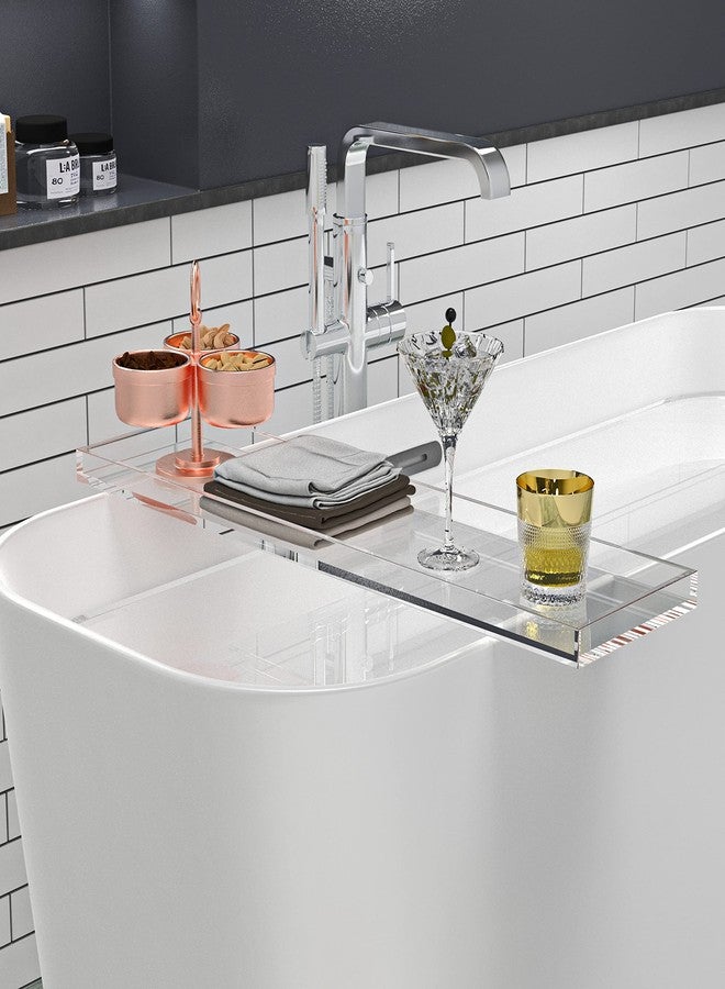 ONELUX Durable Clear Acrylic Towel Tray,Lucite Bathtub Caddy-82cm or 32.3inch Long - Image 2