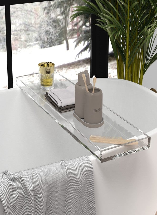 ONELUX Durable Clear Acrylic Towel Tray,Lucite Bathtub Caddy-82cm or 32.3inch Long - Image 4