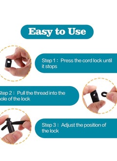 SYOSI Plastic Cord Locks, Upgraded Single Hole Spring Toggle Stopper Stops Fastener Toggles for Shoelaces, Drawstrings, Paracord, Bags, Clothing, and More (10Pcs, Black)  - Image 3