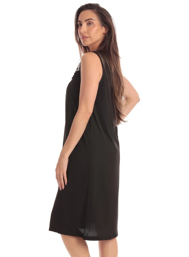 Dreamcrest Womens Sleeveless Nightgown with Lace Trim – Comfortable Sleepwear Pajamas – Solids & Prints, Solid Black With Lace Trim, 2X - Image 2