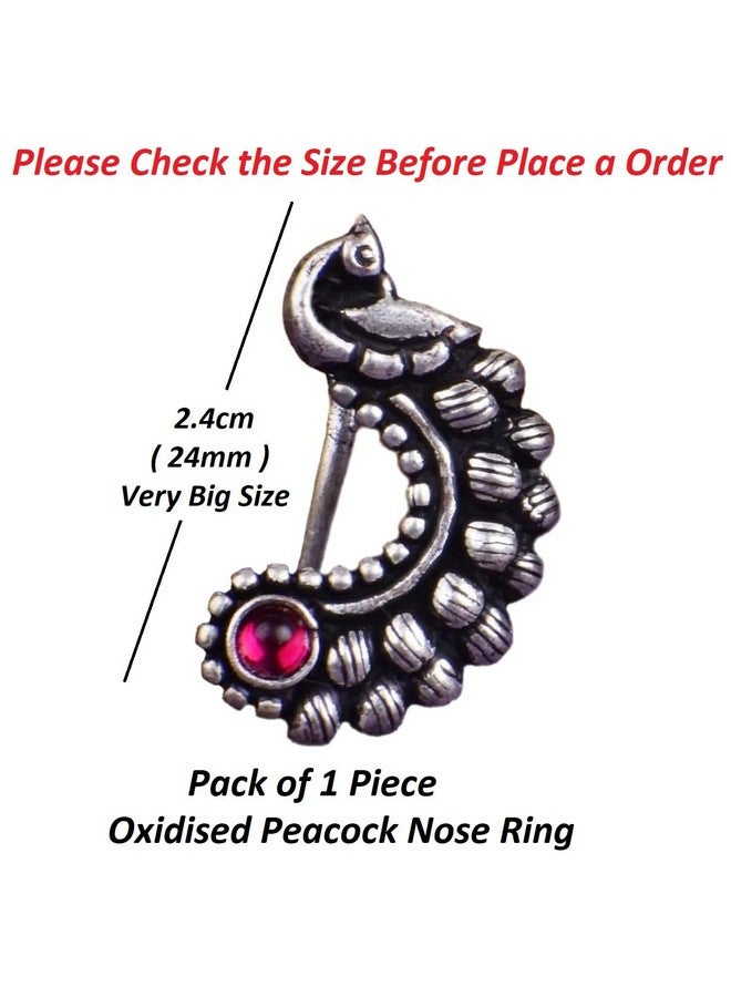 THANUS CRAFT THANU'S CRAFT Maharashtrian Nath Clip on Marathi Nose ring without Piercing Oxidized nose Pin for women & Ladies - Image 2