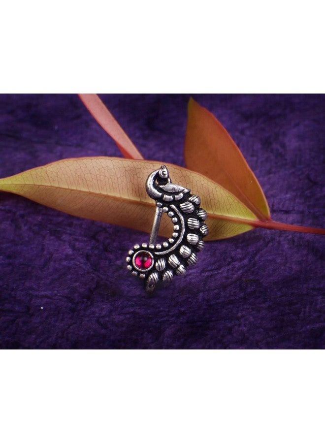 THANUS CRAFT THANU'S CRAFT Maharashtrian Nath Clip on Marathi Nose ring without Piercing Oxidized nose Pin for women & Ladies - Image 5