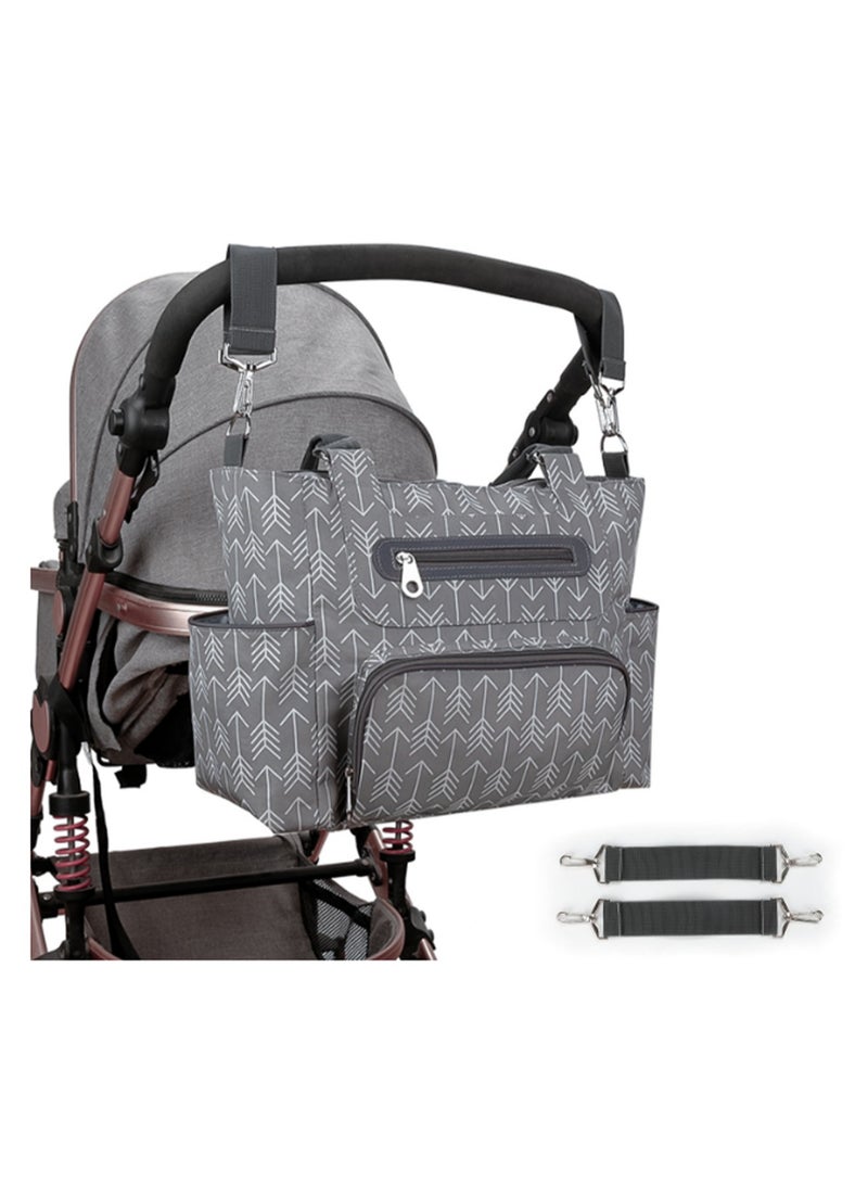 6 Piece Diaper Bag Set With Hooks And Changing Pad - Dark Grey - Image 4
