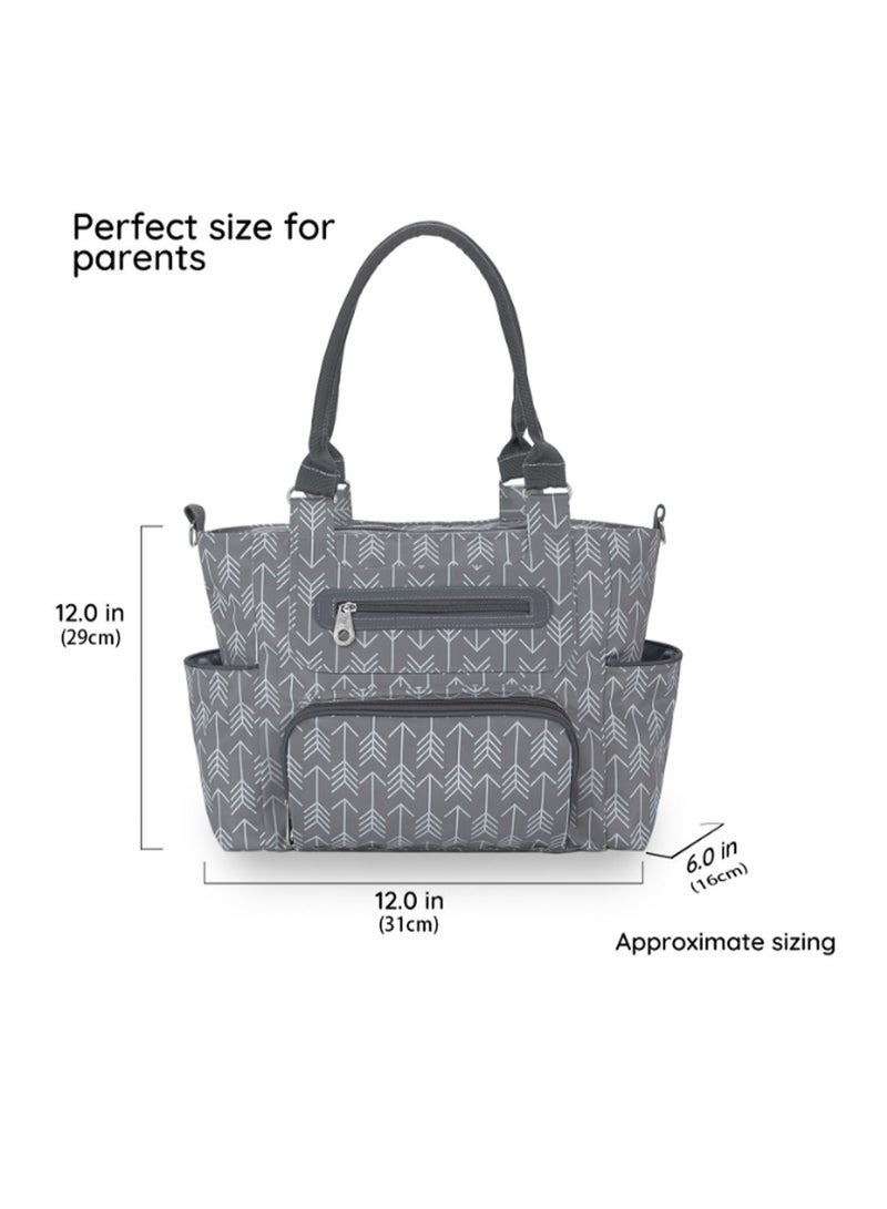 6 Piece Diaper Bag Set With Hooks And Changing Pad - Dark Grey - Image 3