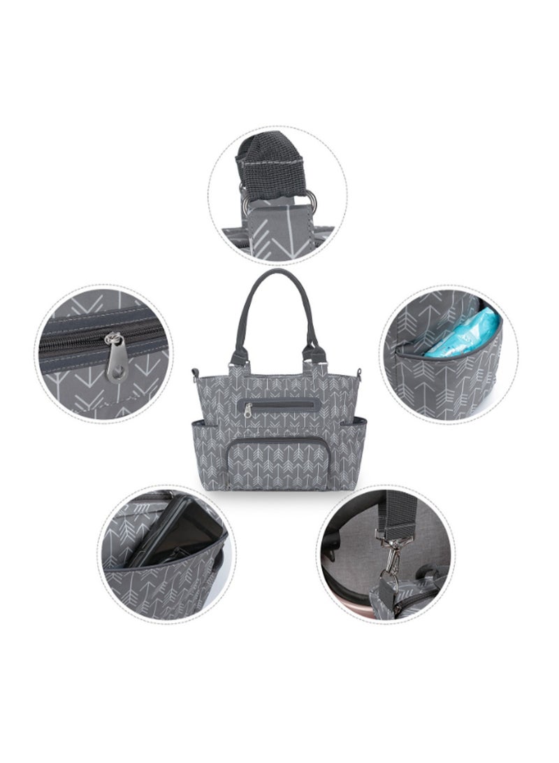 6 Piece Diaper Bag Set With Hooks And Changing Pad - Dark Grey - Image 2