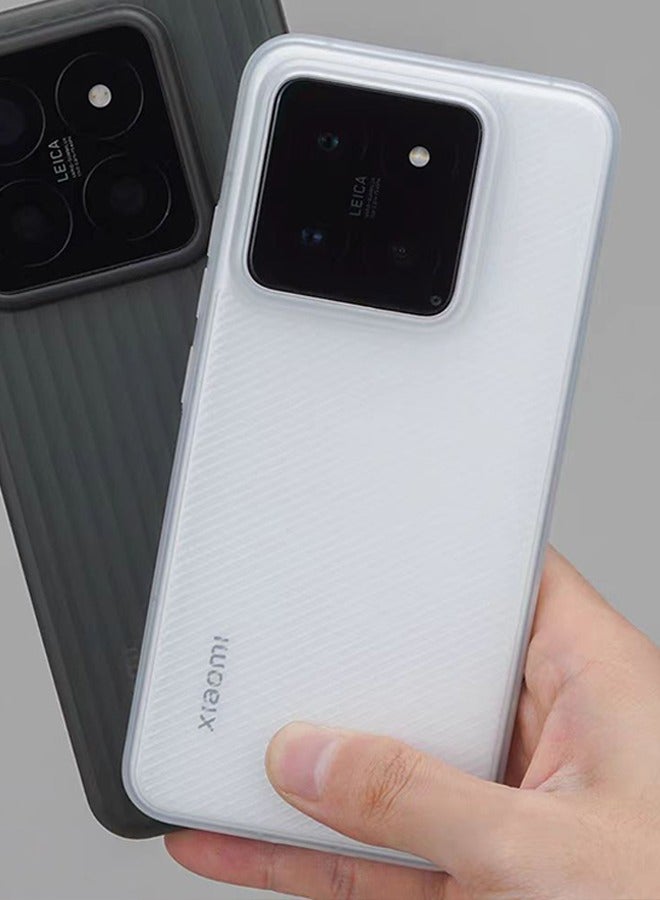 غطاء حماية واقٍ لهاتف Xiaomi 14 5G باللون الأبيض، حافظة حماية صلبة غير لامعة بنمط هندسي صلب للعناية بالبشرة - Image 2