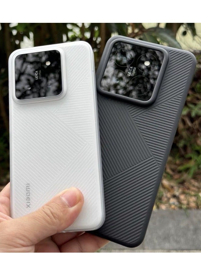 غطاء حماية واقٍ لهاتف Xiaomi 14 5G باللون الأبيض، حافظة حماية صلبة غير لامعة بنمط هندسي صلب للعناية بالبشرة - Image 4