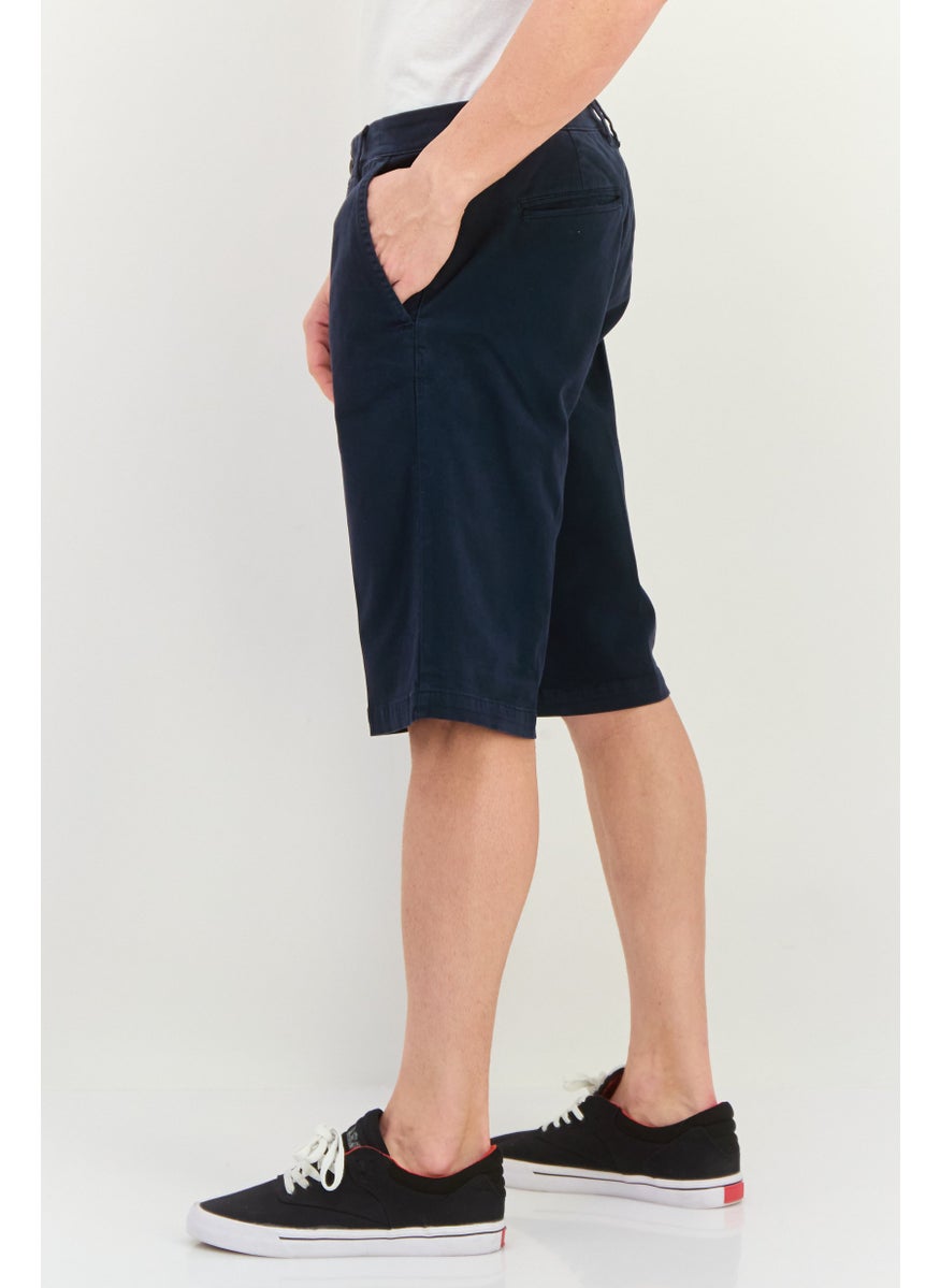 GAS - Men Solid Chino Shorts, Navy - Image 1