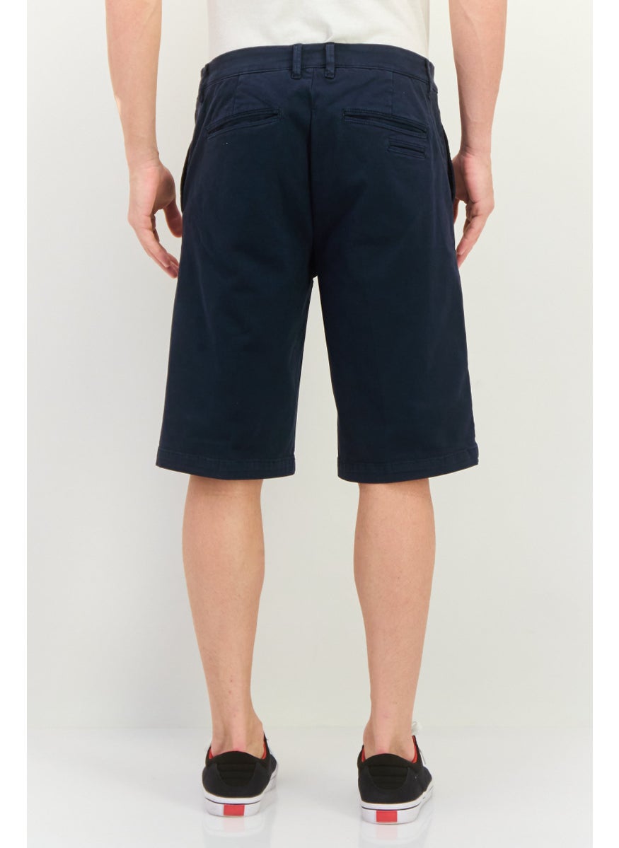 GAS - Men Solid Chino Shorts, Navy - Image 1