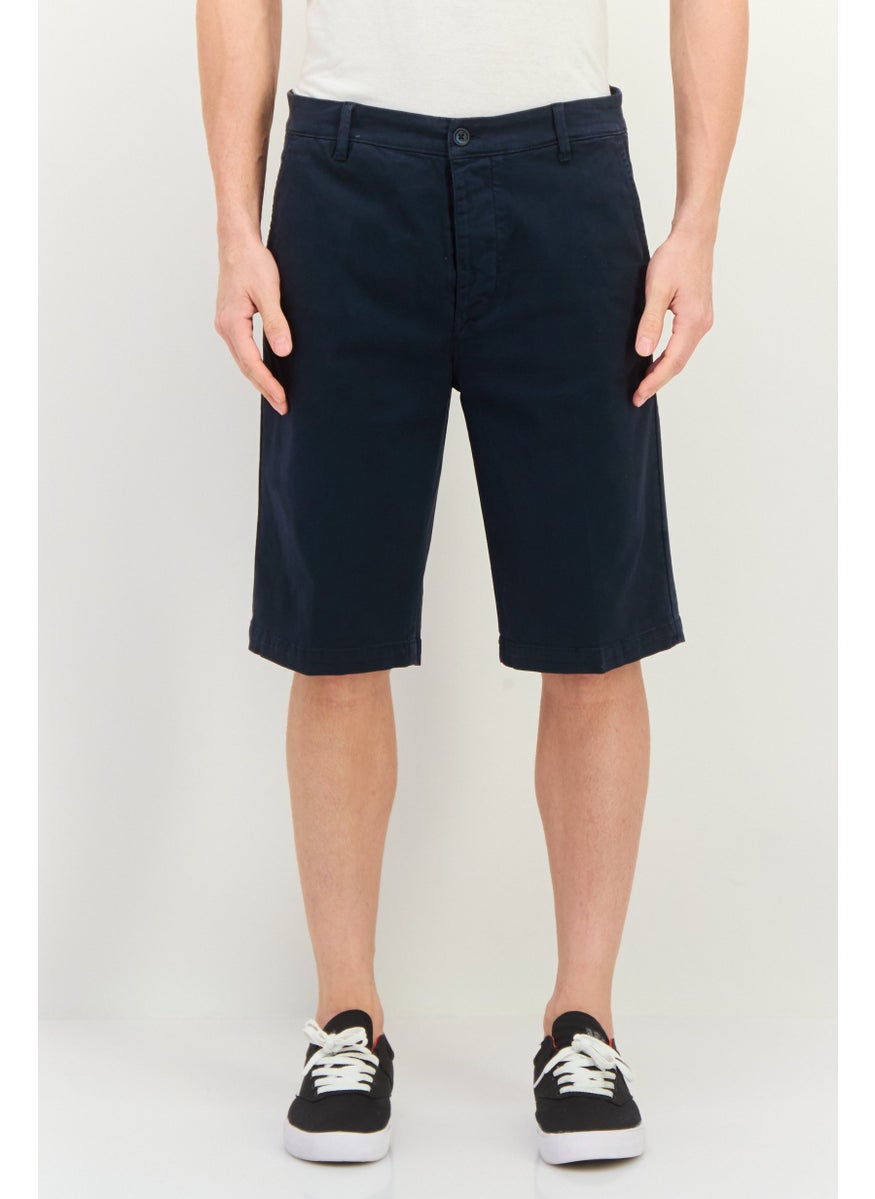 GAS - Men Solid Chino Shorts, Navy - Image 1