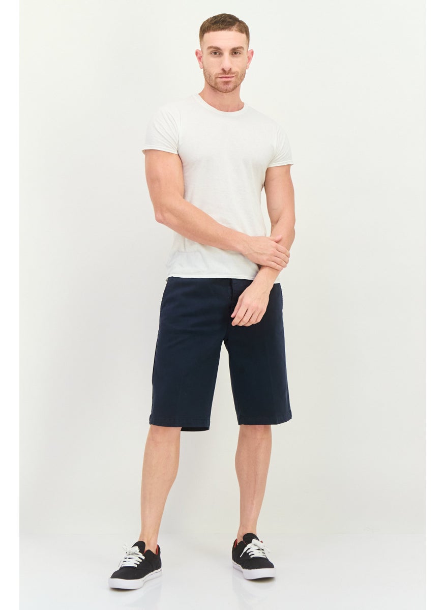 GAS - Men Solid Chino Shorts, Navy - Image 1