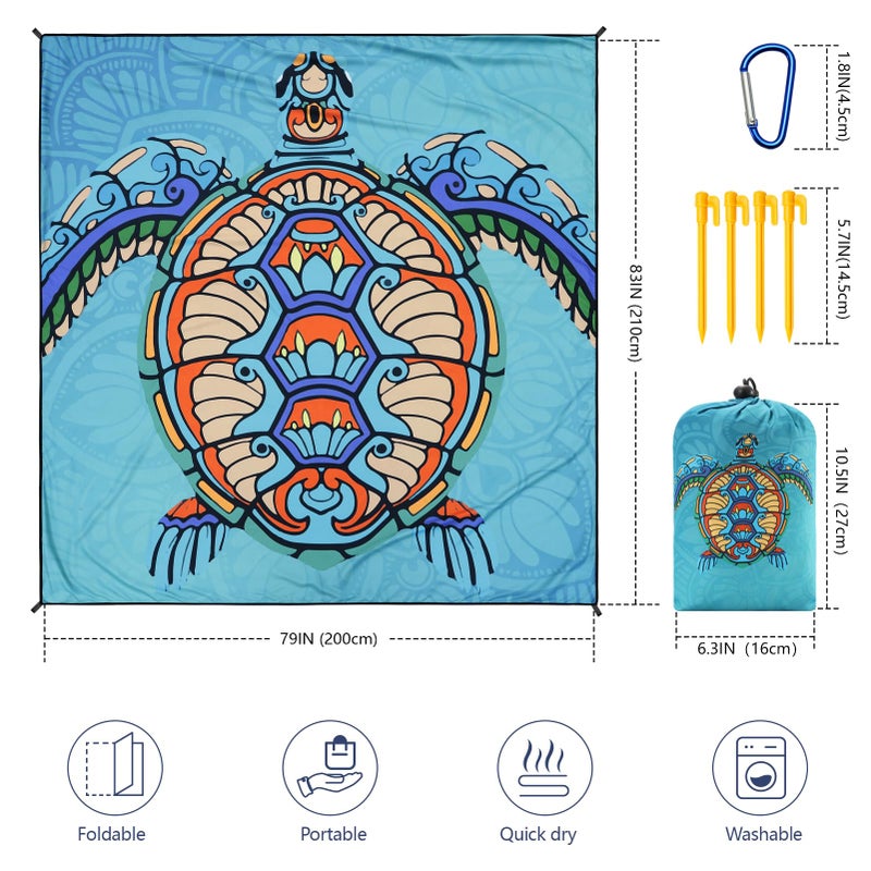 WIWIGO Beach Blanket Waterproof Sandproof Beach Mat 79" X 83"/10'x9'for 2-8 Adults Quick Drying Outdoor Picnic Mat Beach Accessories for Travel, Camping, Hiking - Image 2