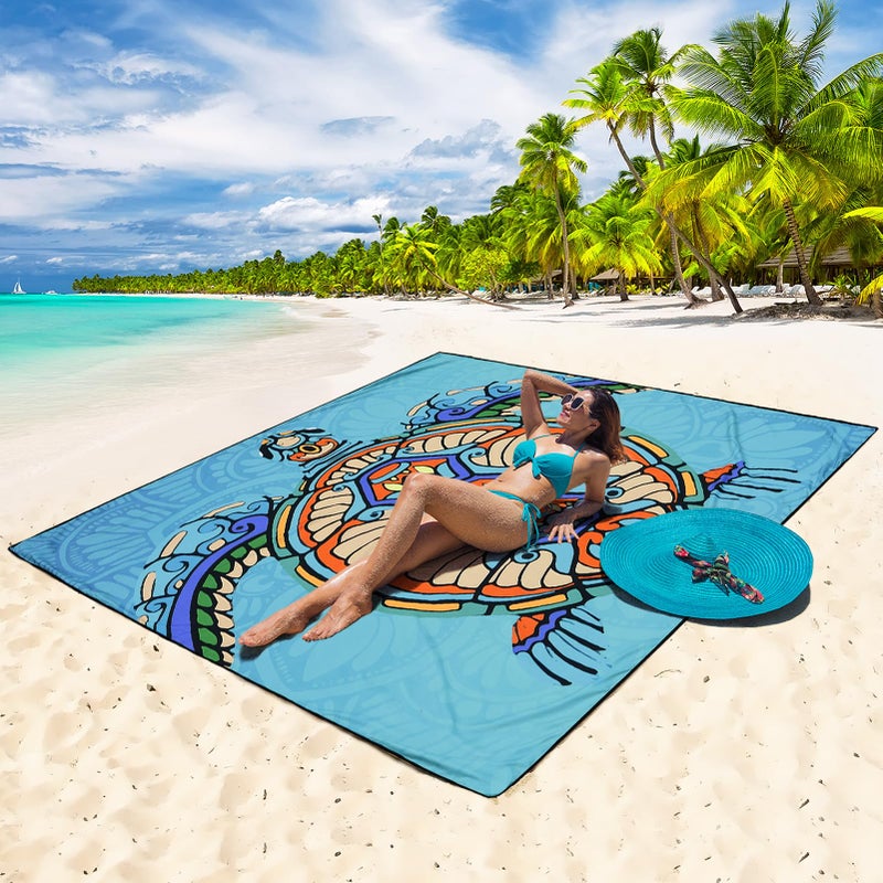 WIWIGO Beach Blanket Waterproof Sandproof Beach Mat 79" X 83"/10'x9'for 2-8 Adults Quick Drying Outdoor Picnic Mat Beach Accessories for Travel, Camping, Hiking - Image 4