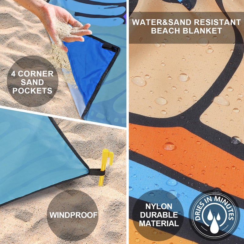 WIWIGO Beach Blanket Waterproof Sandproof Beach Mat 79" X 83"/10'x9'for 2-8 Adults Quick Drying Outdoor Picnic Mat Beach Accessories for Travel, Camping, Hiking - Image 3