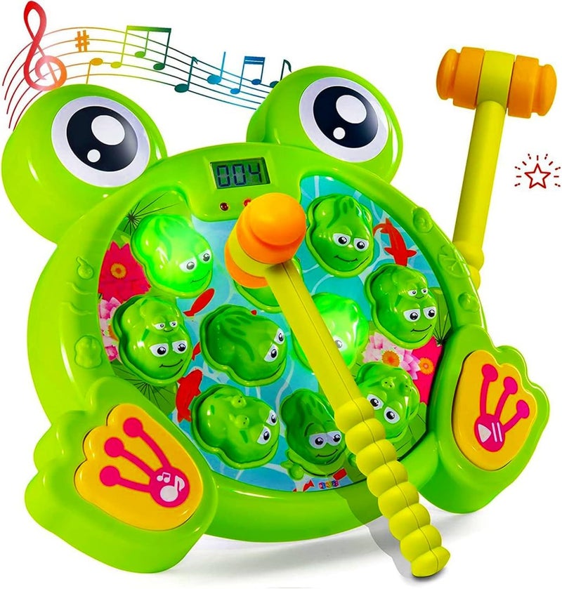 بلاي 22 لعبة " Whack A Frog" - لعبة تفاعلية لضرب الضفادع للأطفال الصغار، تعليمية، نشطة، لعبة تنموية مبكرة، هدية ممتعة للأولاد والبنات، تشمل مطرقتين - النسخة الأصلية - Image 1