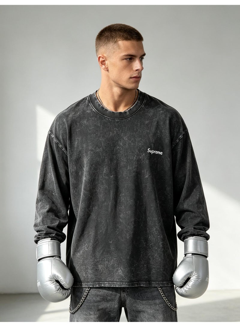 SUPREME men's and women's round neck loose long sleeve T-shirt - Image 5