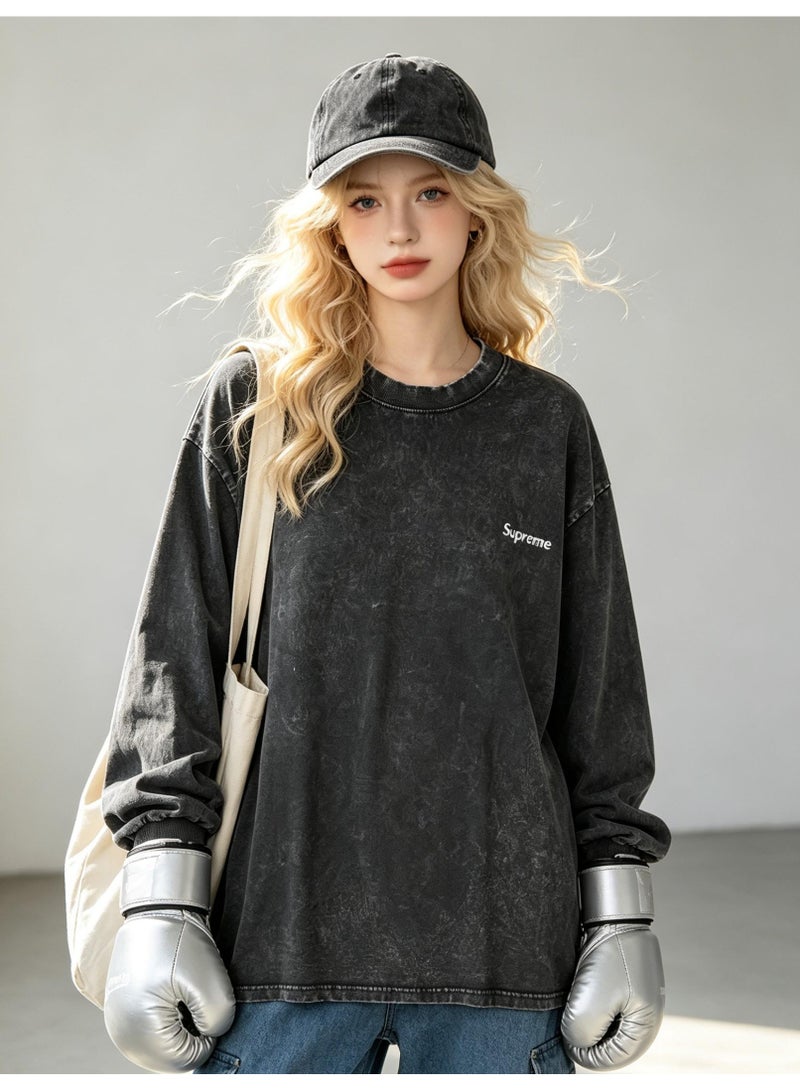 SUPREME men's and women's round neck loose long sleeve T-shirt - Image 2
