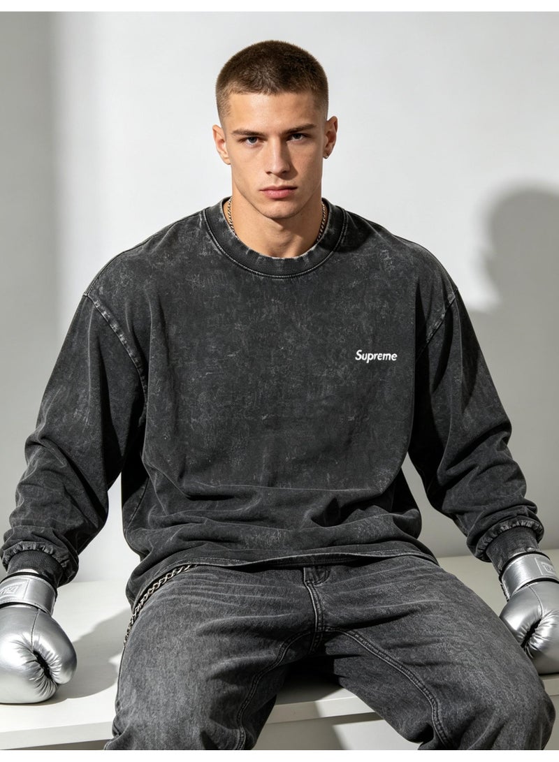 SUPREME men's and women's round neck loose long sleeve T-shirt - Image 4