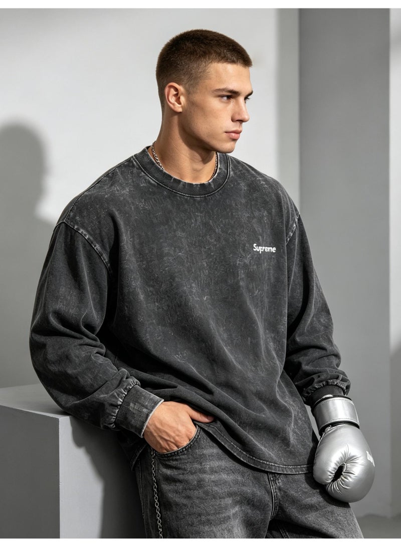 SUPREME men's and women's round neck loose long sleeve T-shirt - Image 1