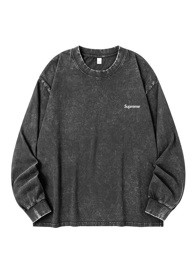 SUPREME men's and women's round neck loose long sleeve T-shirt - Image 3