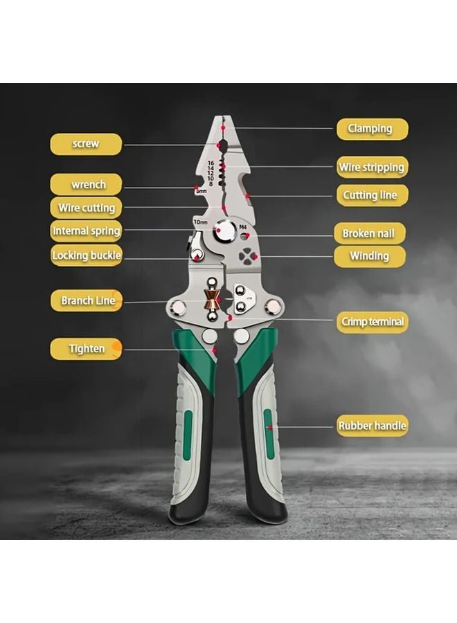 183g Foldable Multifunctional Wire Stripper Pliers Crimping Wrench Adjustable Jaw Ergonomic Grip - Image 2