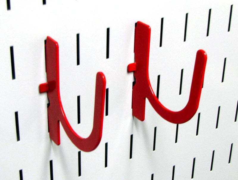 Wall Control 3in Reach U-Hook Accessory “U” Shaped Slotted Metal Pegboard Hook Pegboard and Slotted Tool Board – Red - Image 3