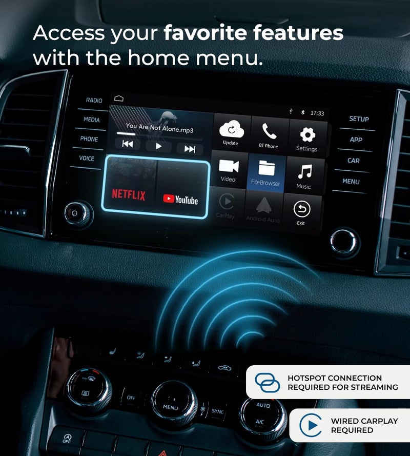 AutoSky Ai Box Lite Air - Streaming on the Go, Netflix and Youtube in your car. Convert Your Wired CarPlay into Wireless CarPlay or Android Auto. HotSpot Required for Streaming. Wired CarPlay Required - Image 2
