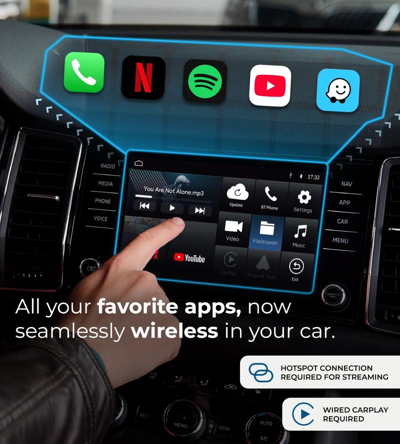 AutoSky Ai Box Lite Air - Streaming on the Go, Netflix and Youtube in your car. Convert Your Wired CarPlay into Wireless CarPlay or Android Auto. HotSpot Required for Streaming. Wired CarPlay Required - Image 4